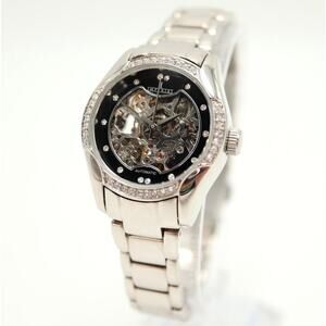 Croton Imperial Womens Skeleton Automatic 28mm Watch Silver Tone Running